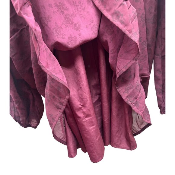 Hollister Burgundy Black Floral Babydoll Mini Dress Fairy Grunge Whimsy Goth - Picture 12 of 12